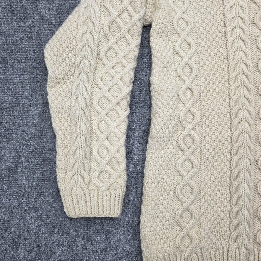 Vintage Aran Fisherman Sweater Womens Medium Cream Cable Knit Hand Knit Wool - Picture 8 of 16